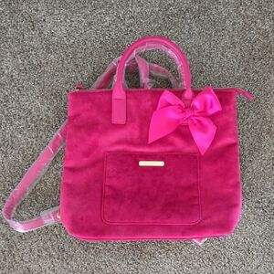 Juicy Couture Pink Velvet‎ Bow Convertible Tote Bag Backpack